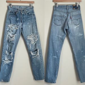 Vintage Levi's Women Distressed Straight Leg Jeans 80s Size 24